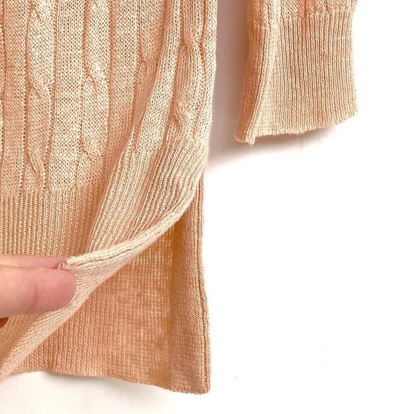 J.Crew Linen Cable Knit Sweater Size XS 3/4 Sleeves Boatneck Preppy - Picture 5 of 9